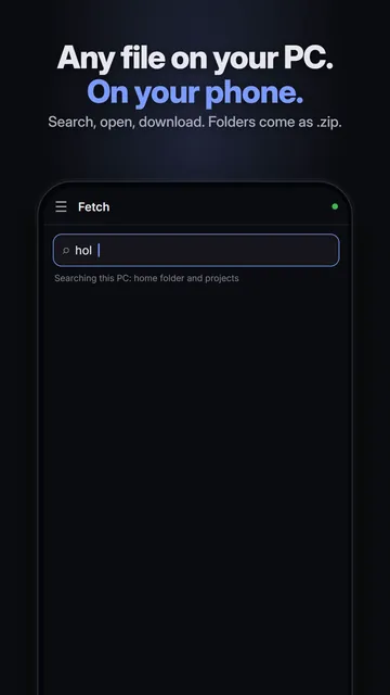 Still: Fetch finding a file on the PC from a phone