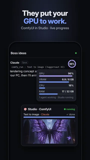Still: Studio running ComfyUI with the GPU numbers